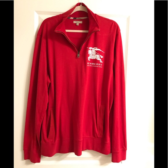 Burberry Other - BURBERRY Mens Red Sweater Burberry Logo shirt XXL